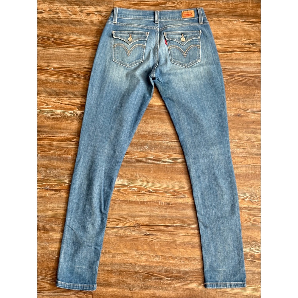 Levis 524 Too Superlow Skinny Jeans Medium Wash Blue Low Rise 5 M Y2K Vintage JR